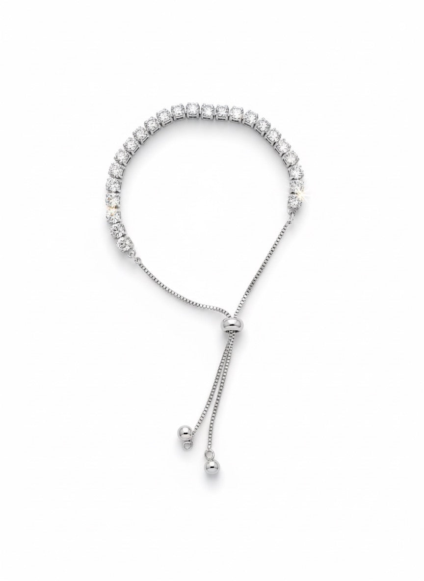 Brazalete De Tenis Ajustable Brillante Blanco