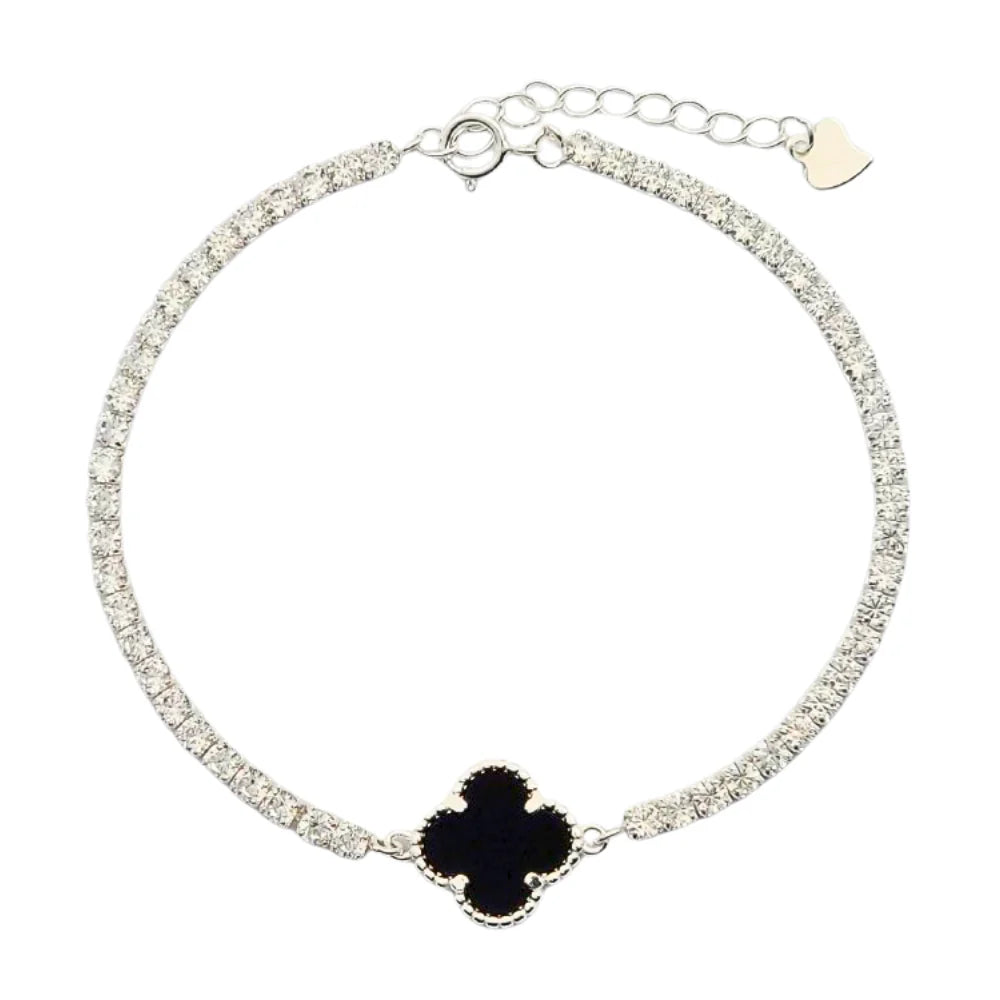 Brazalete De Tenis Van Cleef Trébol Negro