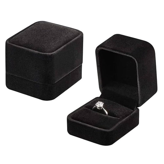 Caja Para Anillo De Terciopelo Negro