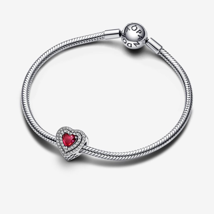 Charm Pandora Corazón Nivelado Rojo Brillante