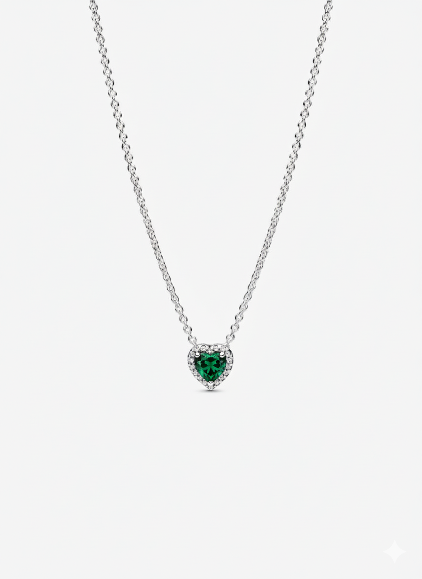 Collar Pandora Corazón Verde