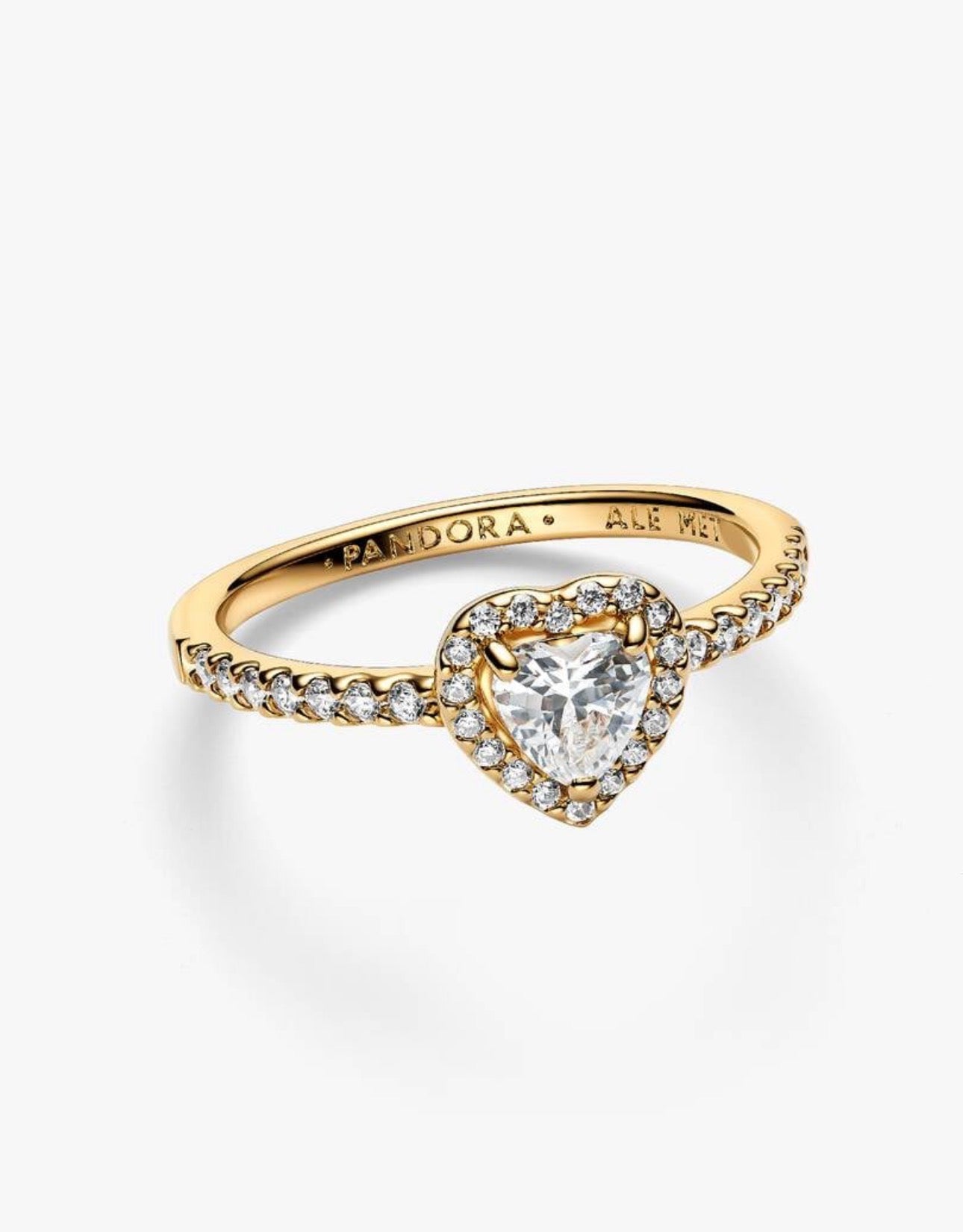 Anillo Pandora Corazón Blanco Brillante Dorado