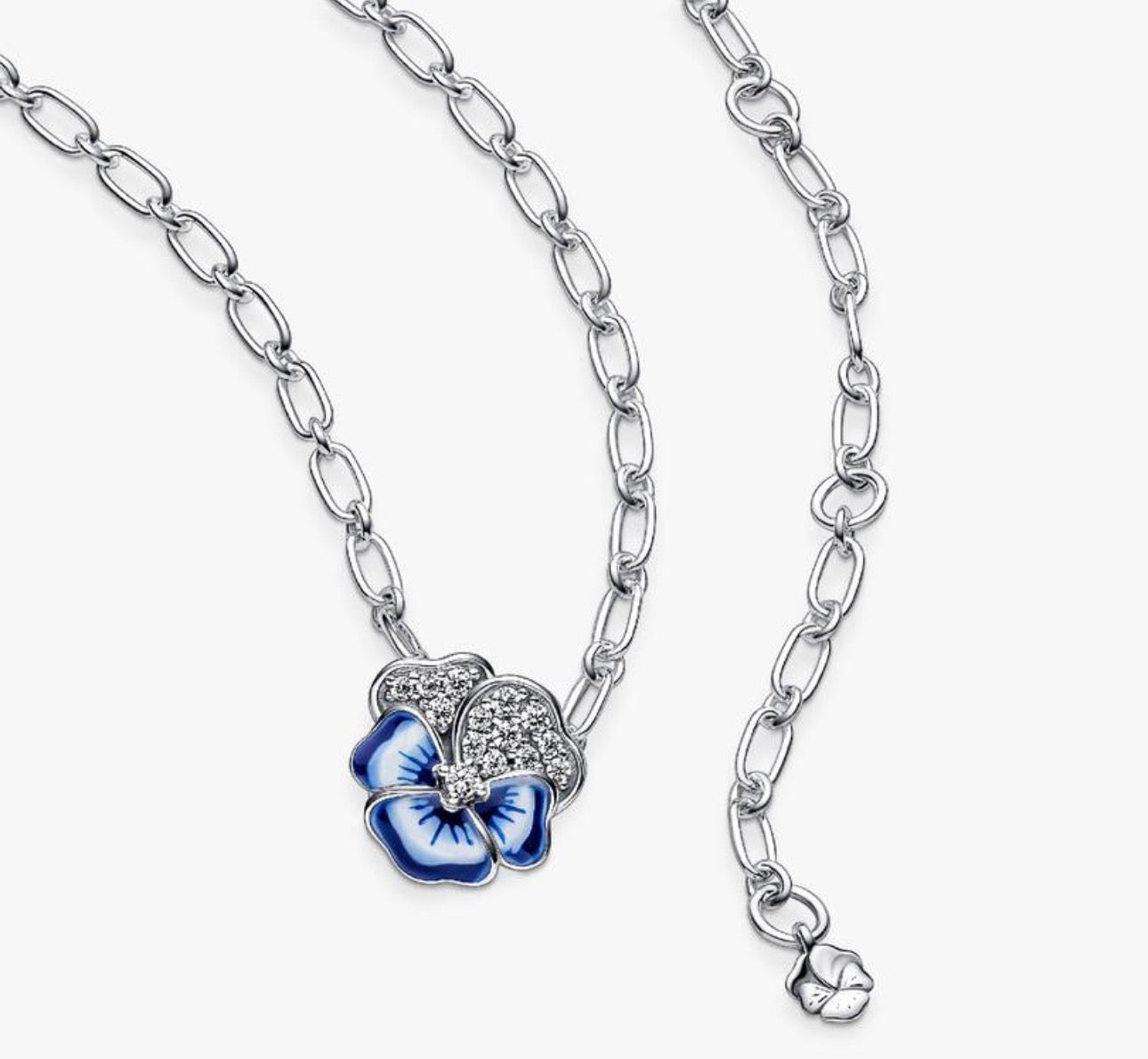Collar Pandora con Colgante de Flor Azul