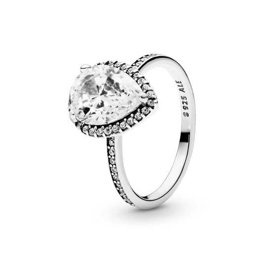 Anillo Pandora Halo de Lágrima Brillante