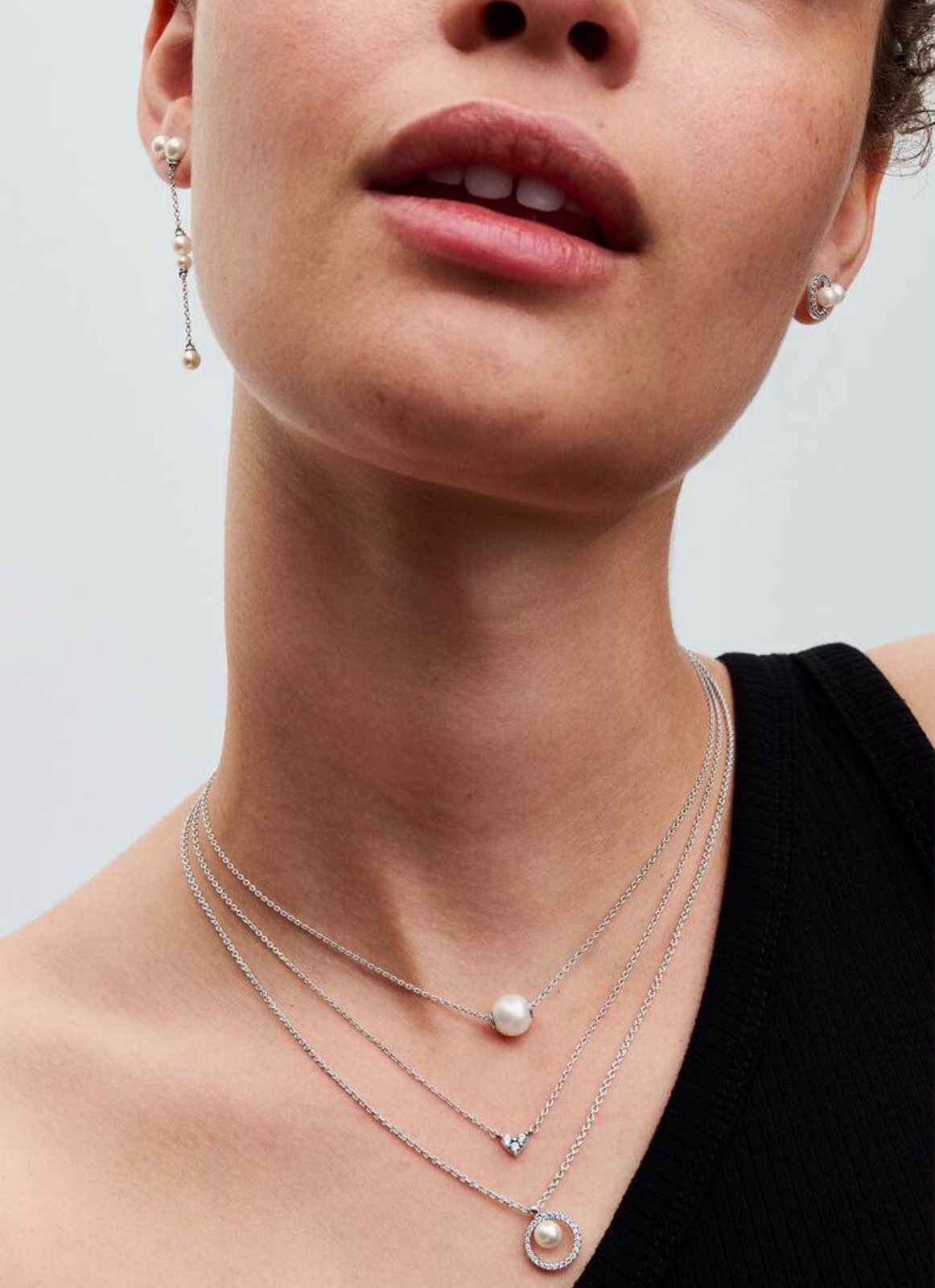 Collar Pandora Collier Perla Cultivada de Agua Dulce Tratada y Pavé