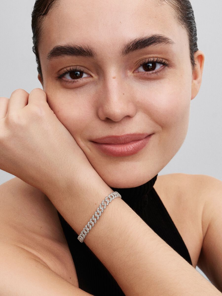 Pulsera Pandora Cadena Cubana en Pavé