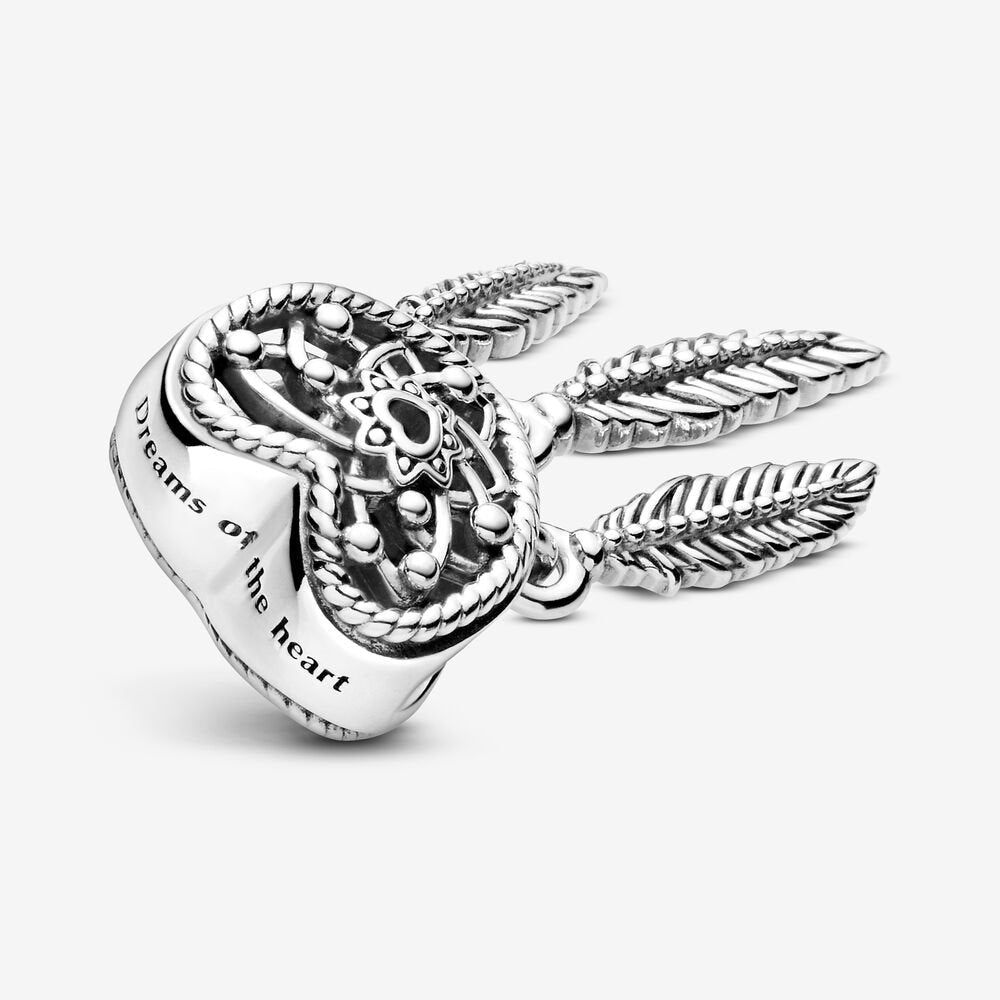 Charm Pandora Calado Atrapasueños Corazón Tres Plumas