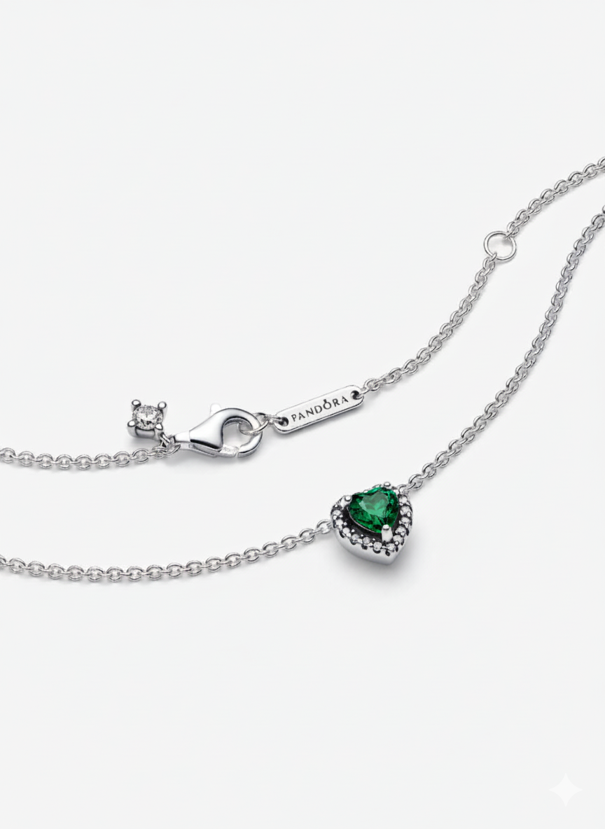 Collar Pandora Corazón Verde