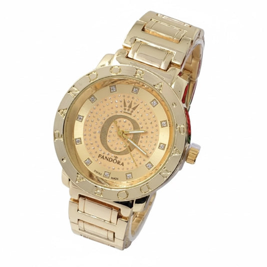 Reloj Pandora Círculo Brillante Dorado