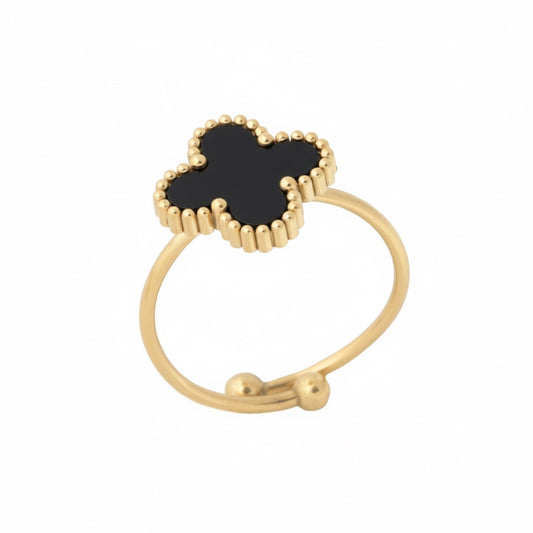 Anillo Ajustable Van Cleef Un Trébol Negro