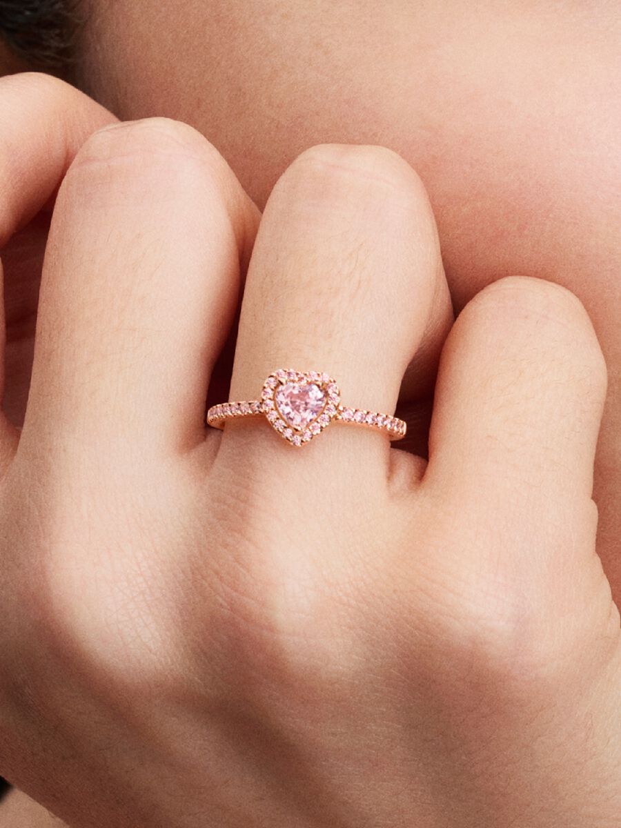 Anillo Pandora Corazón Rosa Brillante en Rose Gold