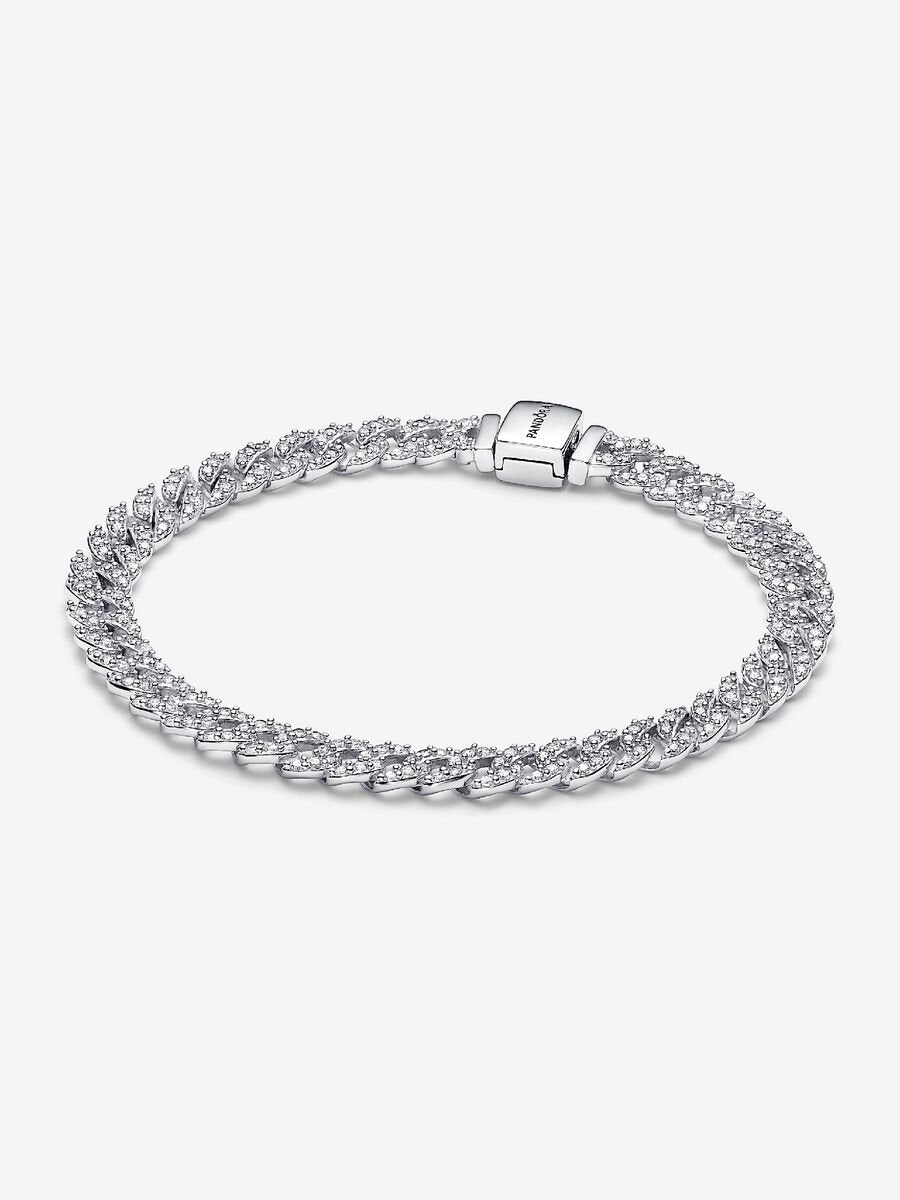 Pulsera Pandora Cadena Cubana en Pavé