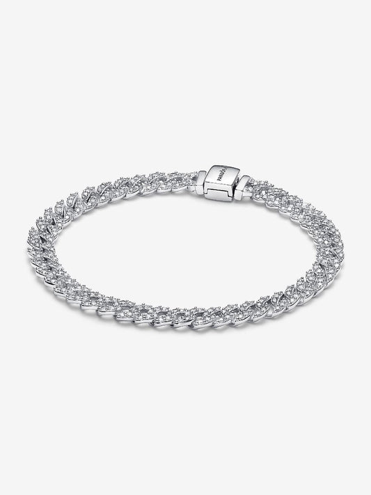 Pulsera Pandora Cadena Cubana en Pavé