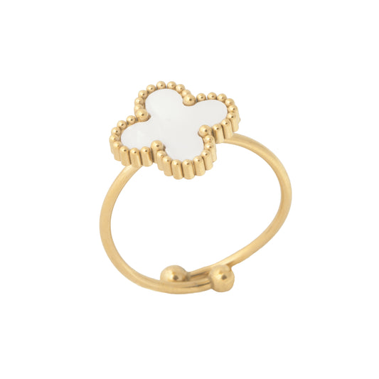 Anillo Ajustable Van Cleef Un Trébol Blanco