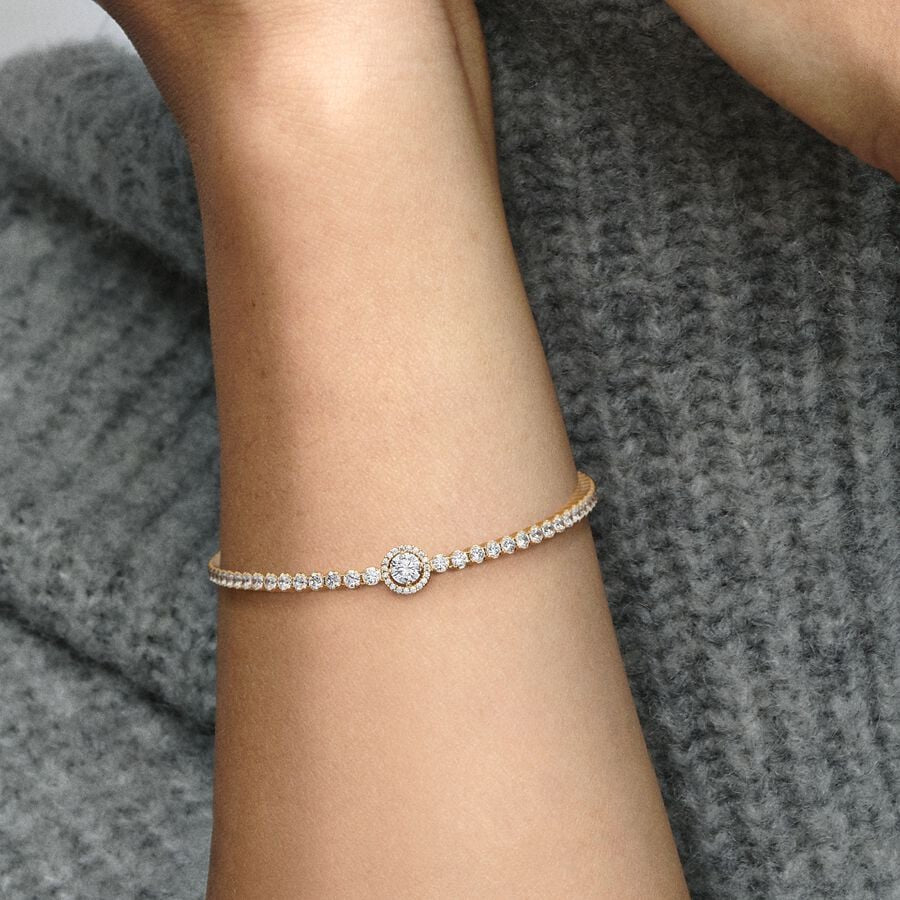Pulsera Pandora Halo Brillante Dorada