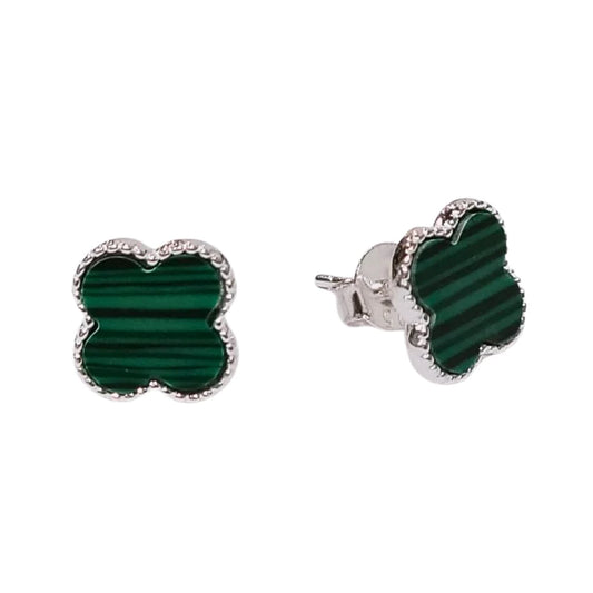 Aretes Van Cleef De 1 Trébol Liso Verde En Plata