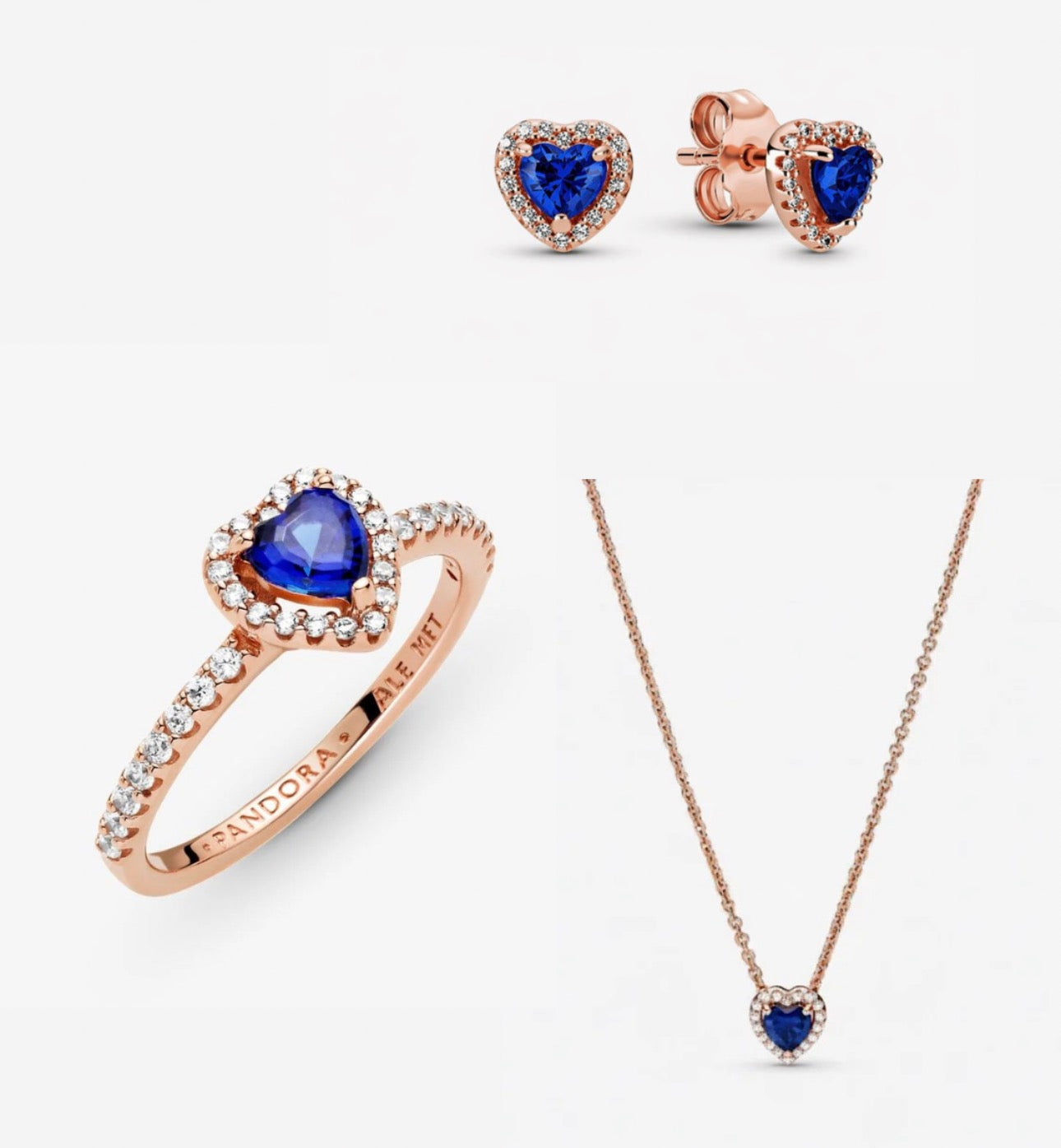 Set De Regalo Pandora Rose Gold Corazón Azul