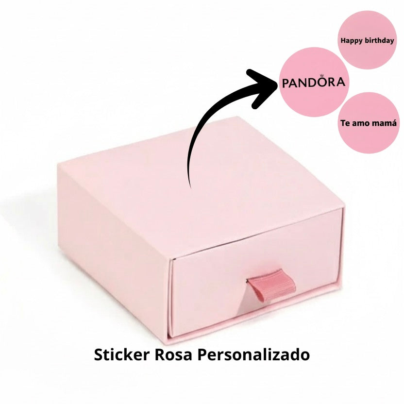Caja Rosa Con Sticker Personalizable