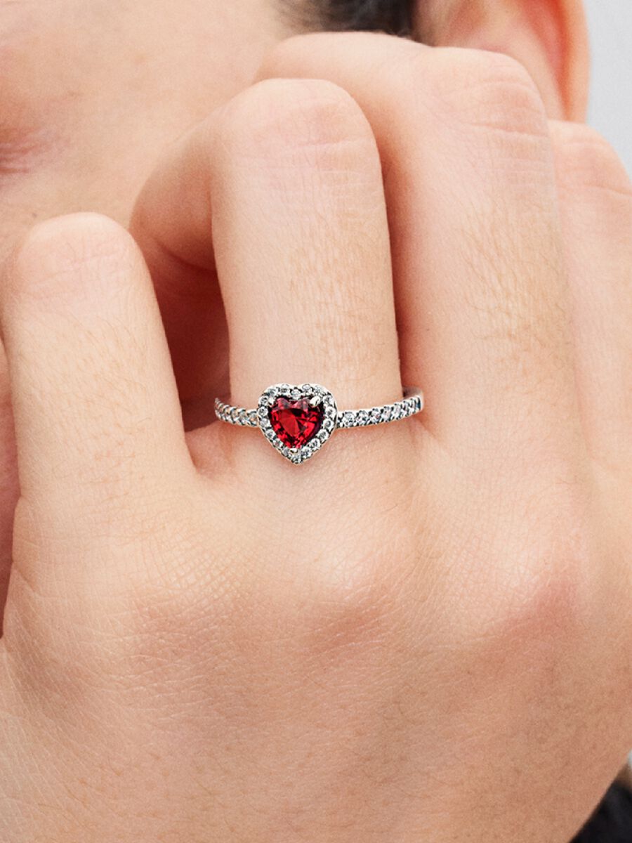 Anillo Pandora Corazón Rojo Brillante