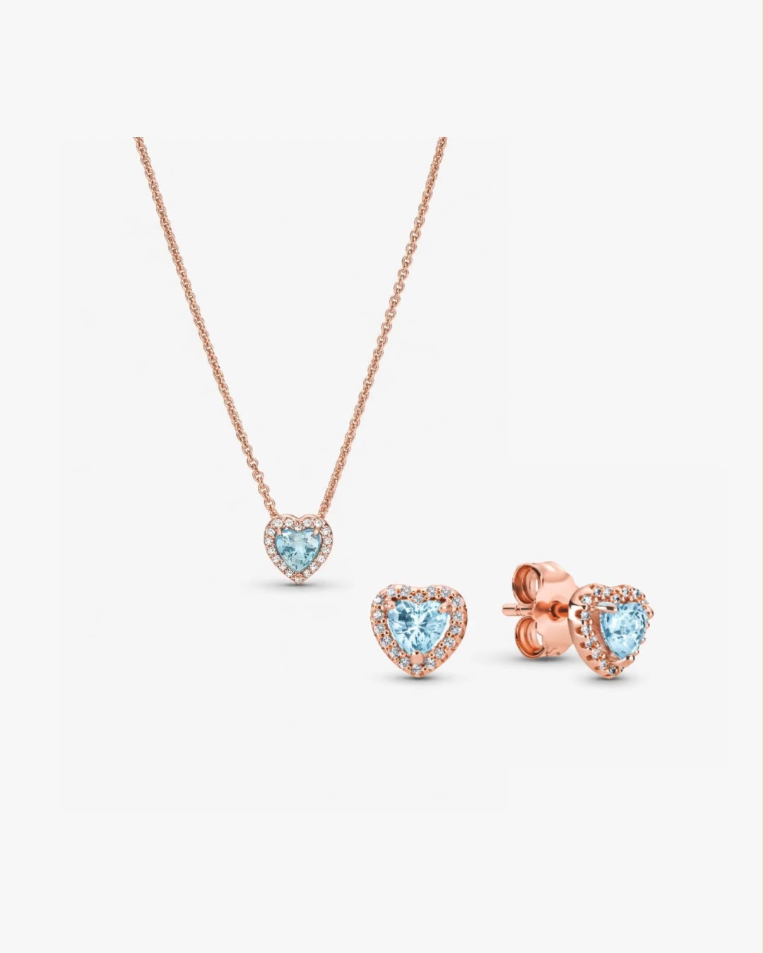 Set De Regalo Pandora Rose Gold Corazón Celeste