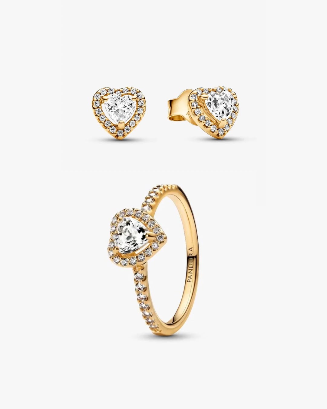 Set De Regalo Pandora Corazón Blanco Dorado