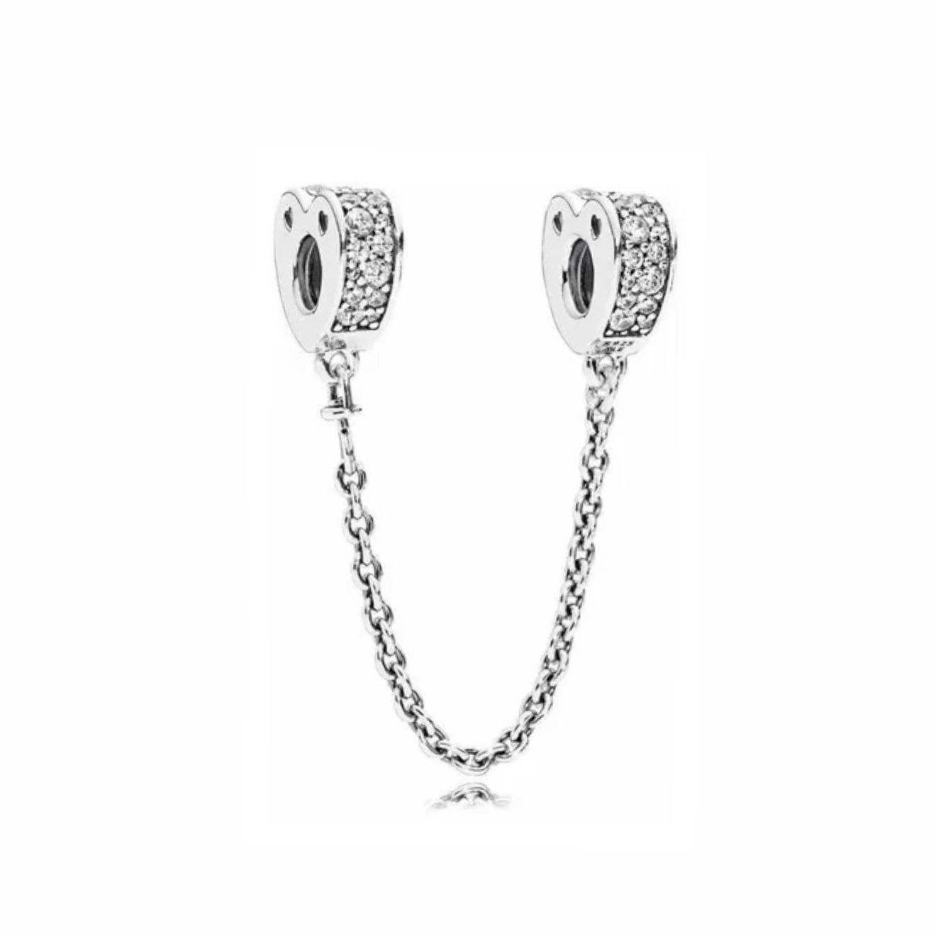 Charm Pandora Cadena De Seguridad De Corazón Brillante