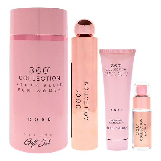 SET PERRY ELLIS 360 COLLECTION FOR WOMEN ROSE EDP 100ML, MINI EDP 7.5ML, SHOWER GEL 90ML