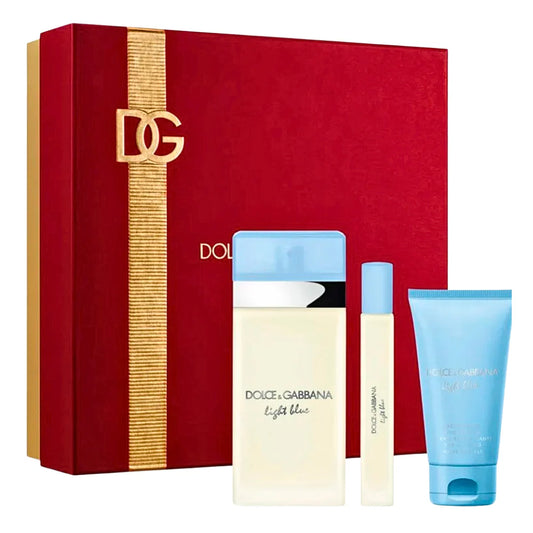 SET DOLCE & GABBANA LIGHT BLUE FOR WOMEN EDT 100ML, MINI EDT 10ML, BODY CREAM 50ML