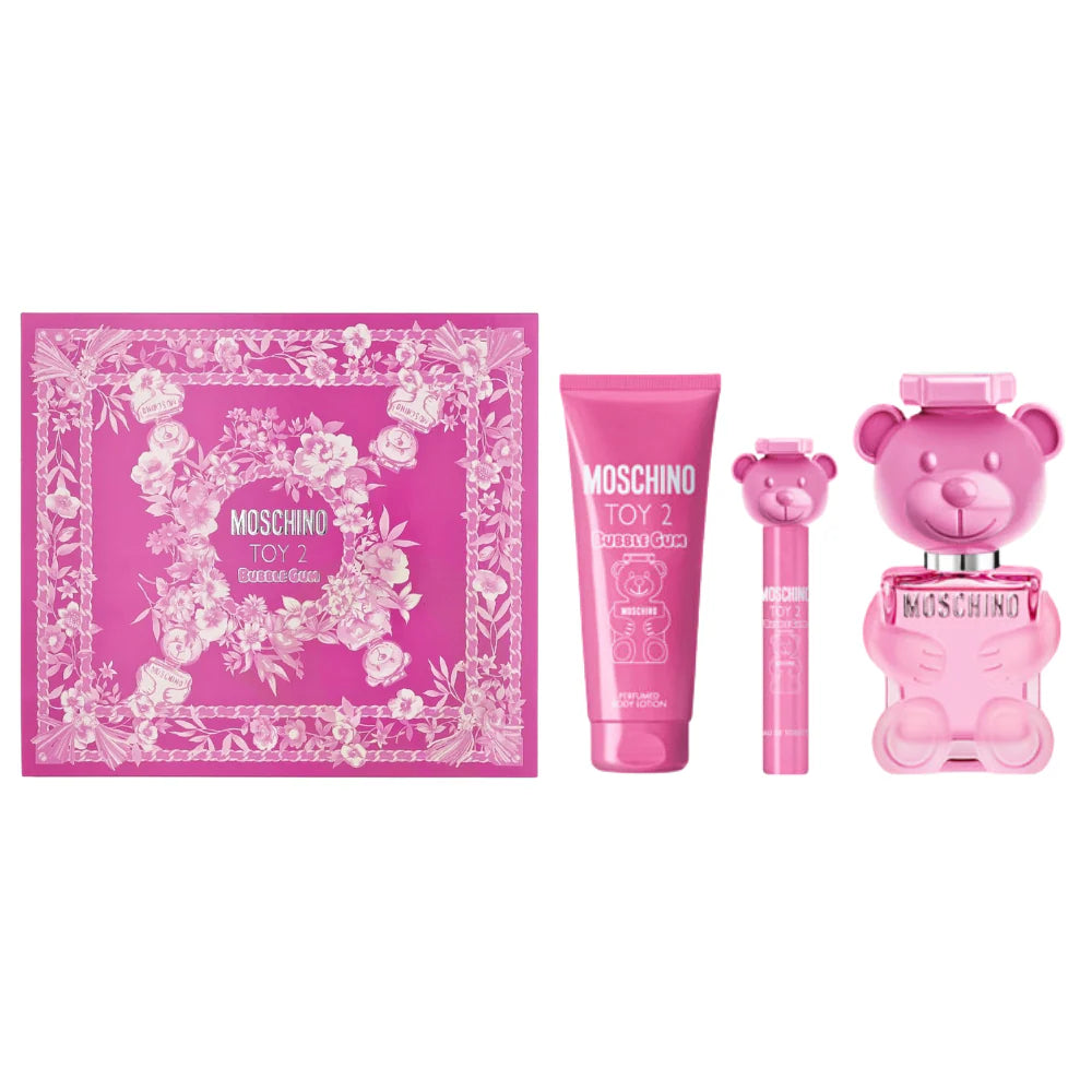 SET MOSCHINO TOY 2 BUBBLE GUM EDT 100ML, MINI EDT 10ML, BODY LOTION 100ML (M)