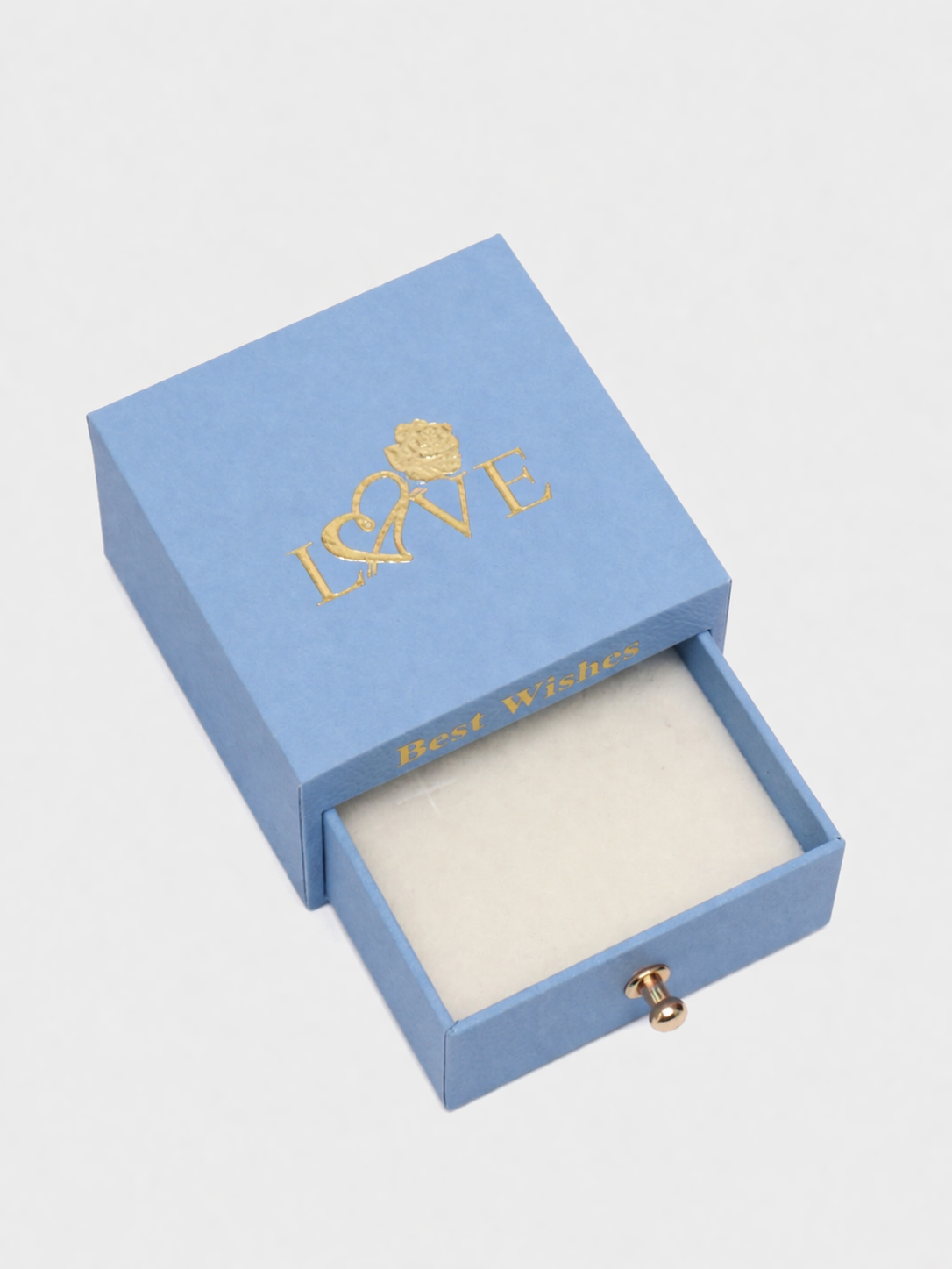 Caja Para Joyeria Rígida Con La Palabra Love Color Azul