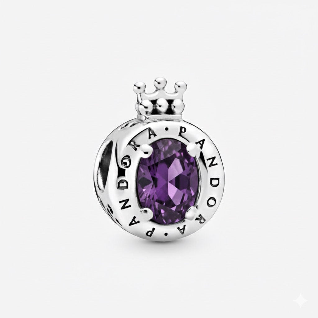 Charm Pandora Logo Corona Brillante Morada