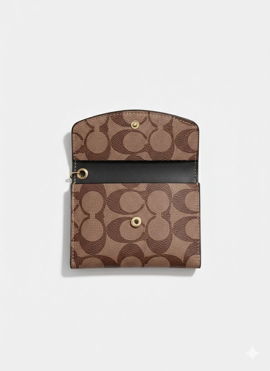 Monedero Coach Cuadrado Tipo Llavero Negro Con Gris