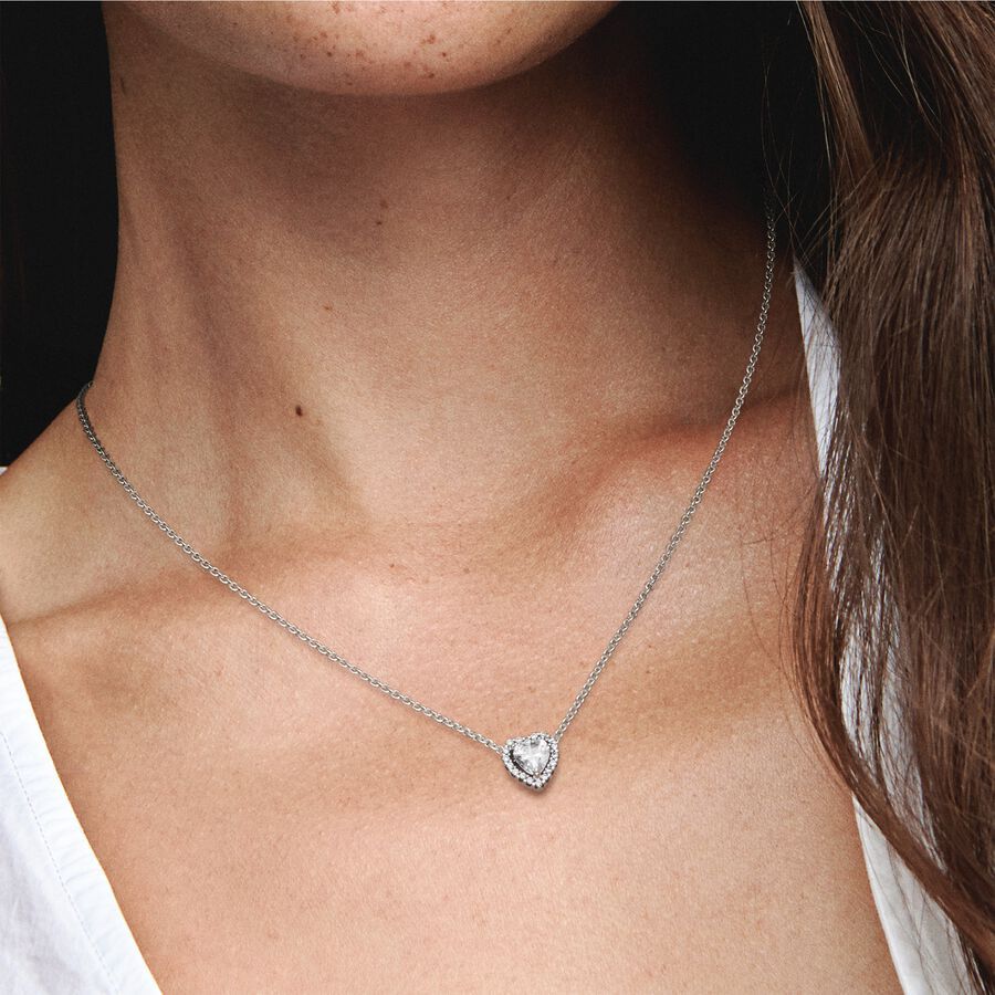 Collar Pandora De Corazón Blanco Con Relieve