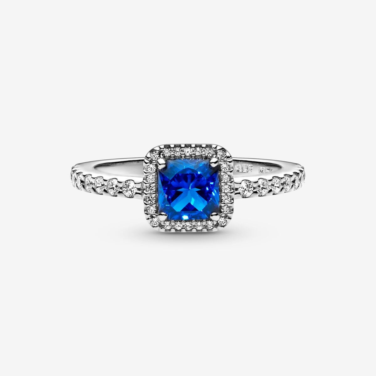 Anillo Pandora Cuadrado Azul Elegante Atemporal