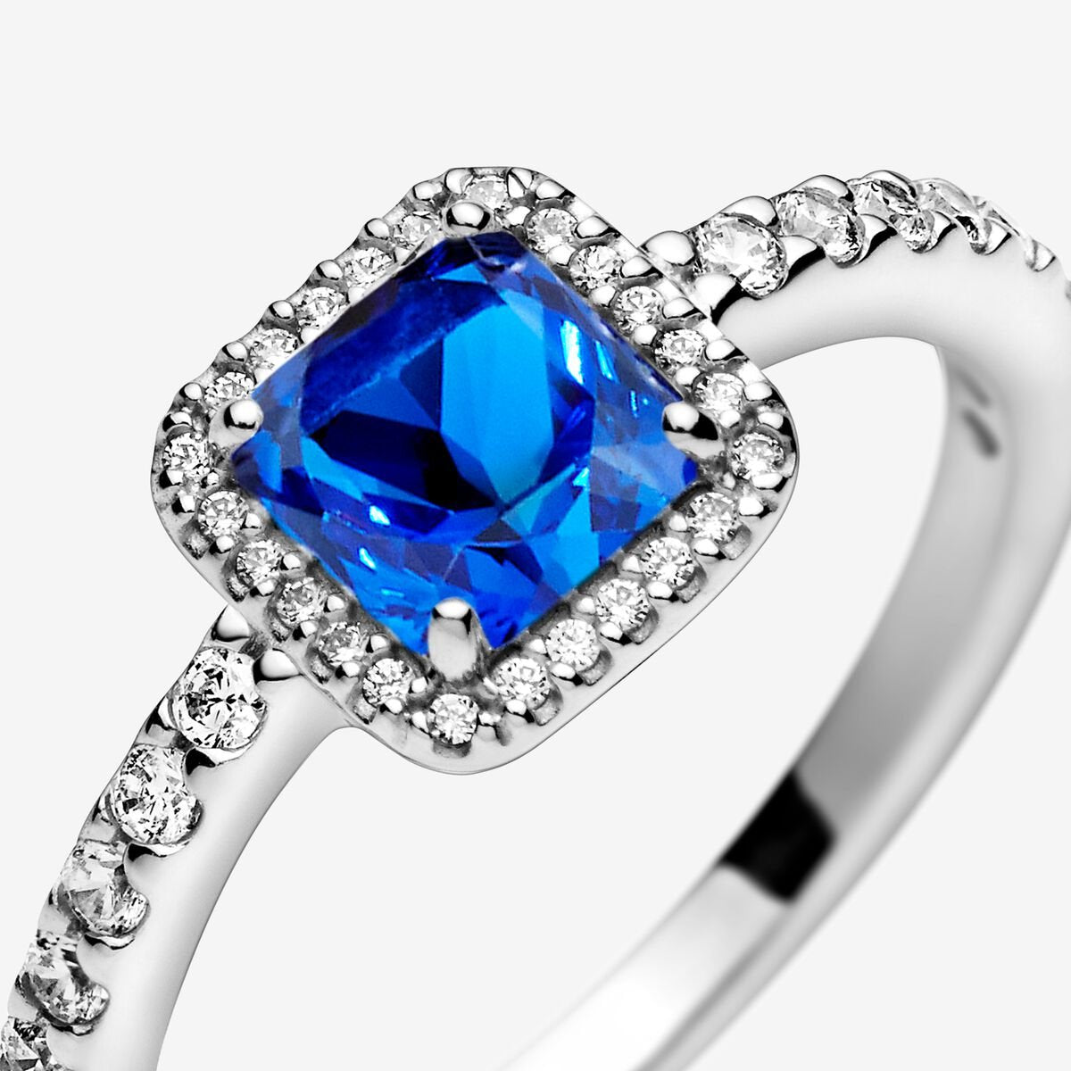 Anillo Pandora Cuadrado Azul Elegante Atemporal