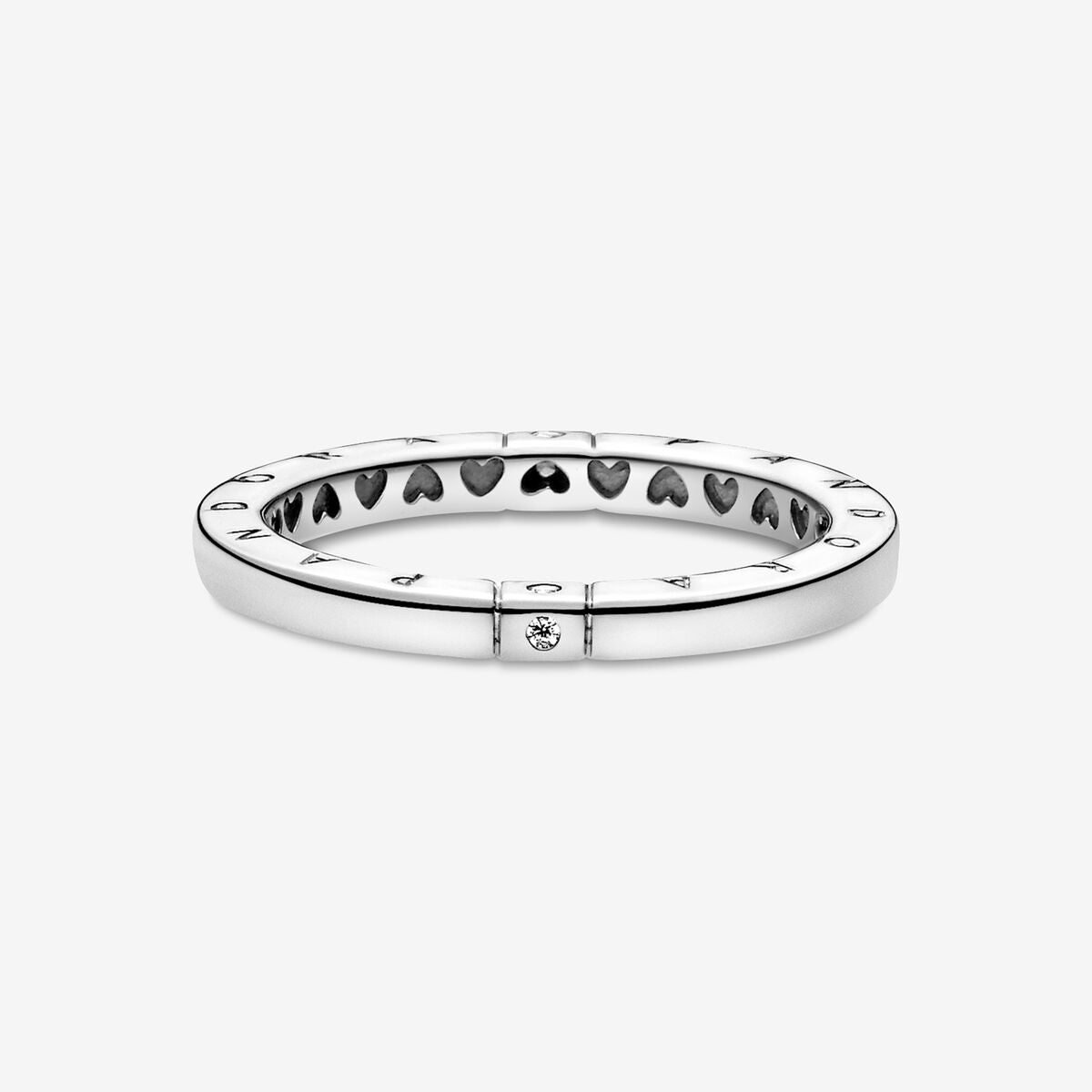 Anillo Logotipo y Corazones plateado