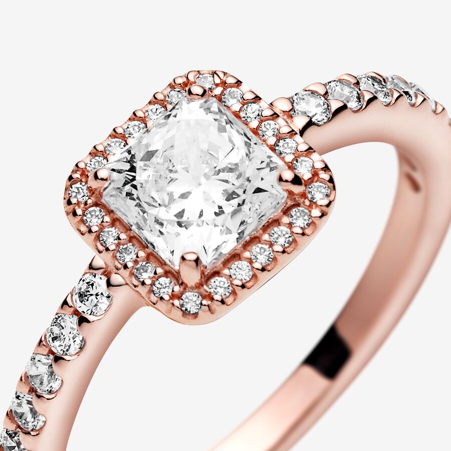 Square Sparkle Halo Ring