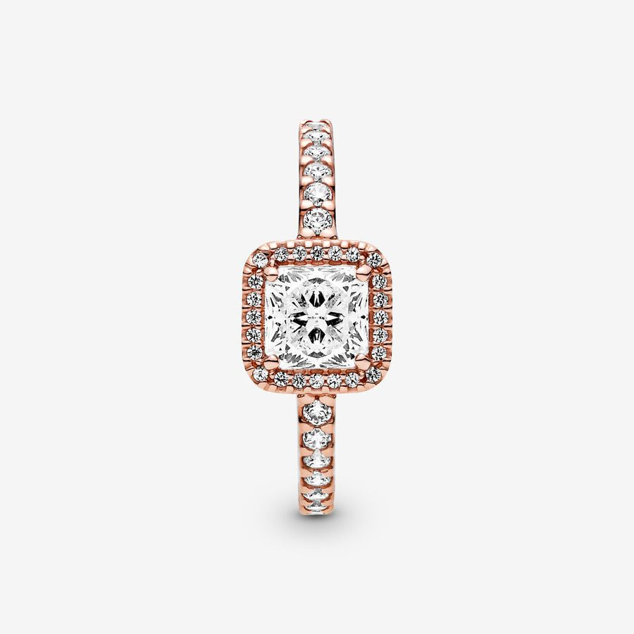 Square Sparkle Halo Ring