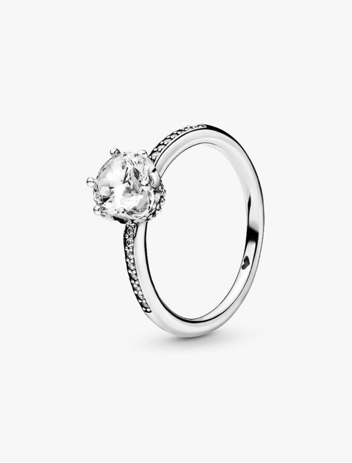 Anillo Pandora solitario Corona reluciente transparente
