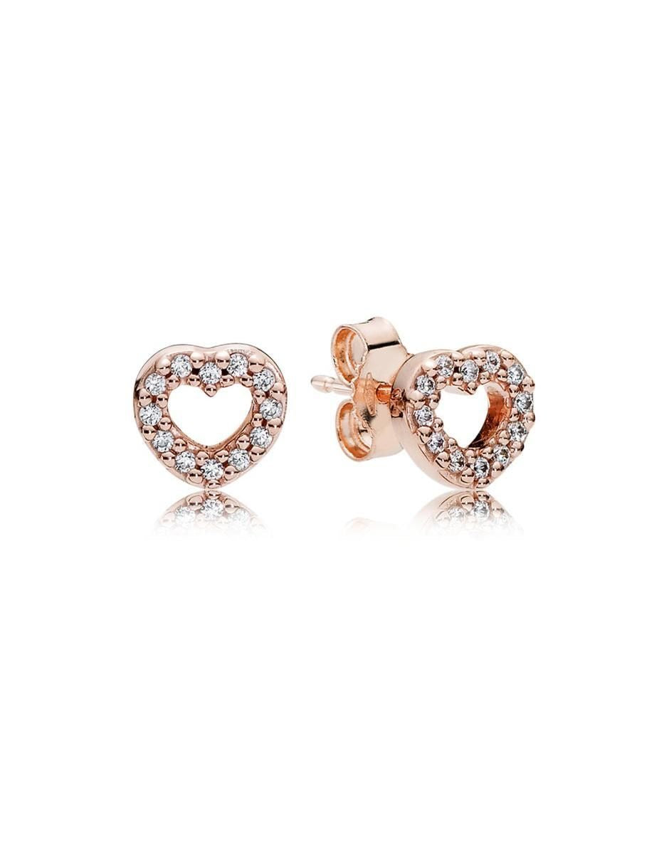 Aretes Pandora Corazón Abierto En Rose Gold