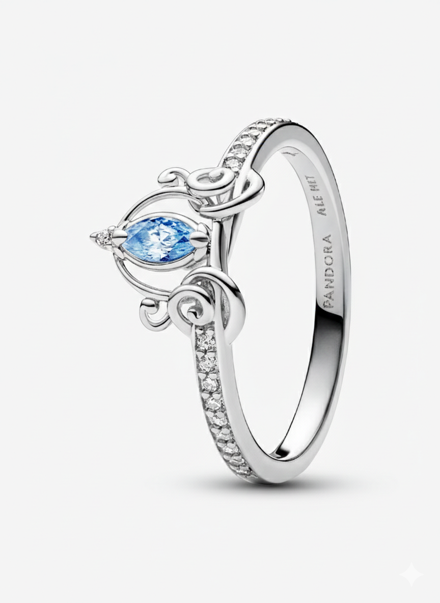 Anillo Pandora Carroza de La Cenicienta de Disney Plateado