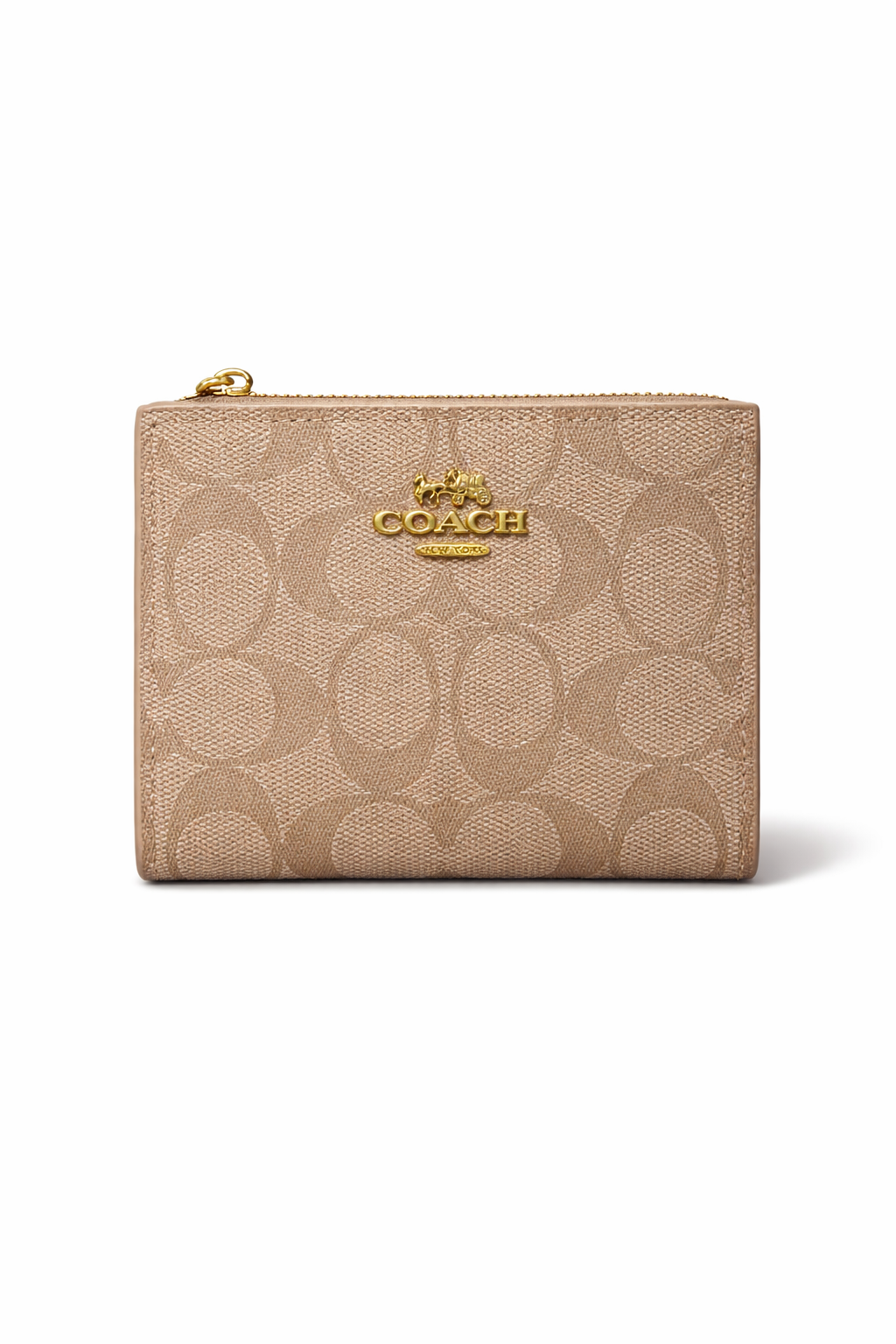 Monedero Coach Pequeño con Cierre (zip) en lona Signature Khaki