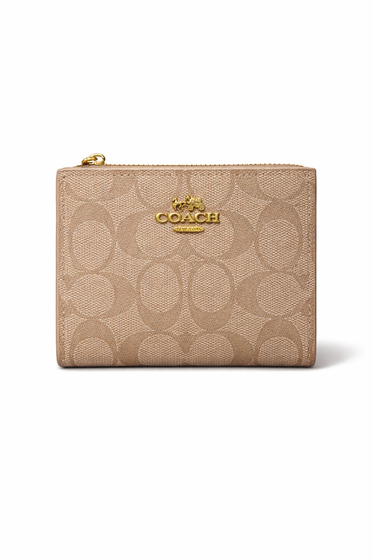Monedero Coach Pequeño con Cierre (zip) en lona Signature Khaki