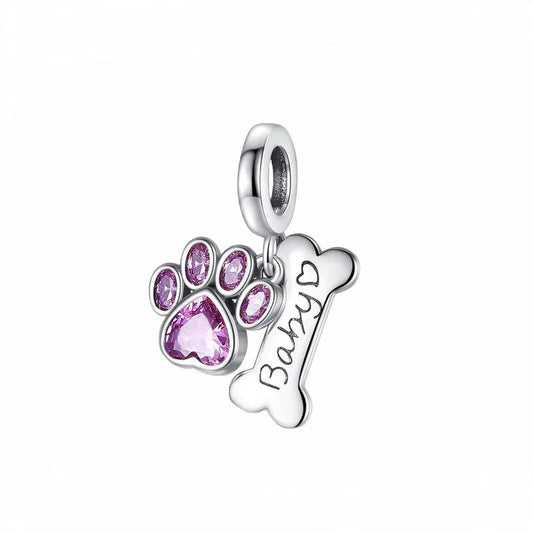 Charm Huellita de Perro Rosa