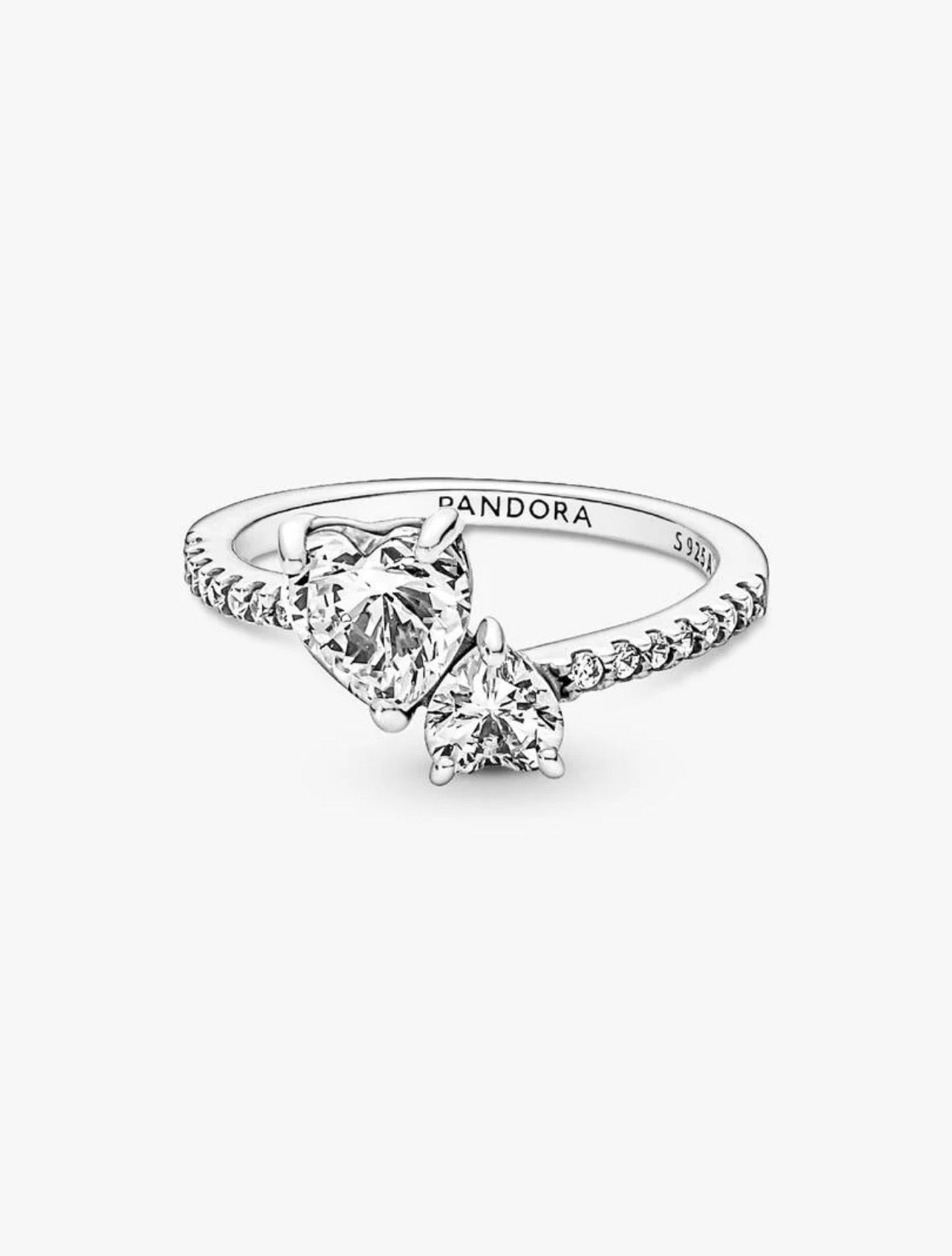 Anillo Pandora Corazón Doble Brillante