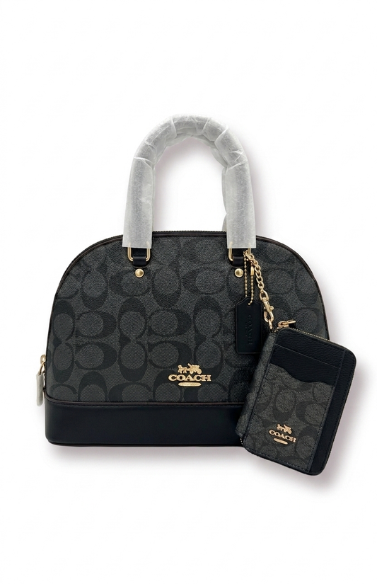 Cartera Coach Con Zip Card Negra