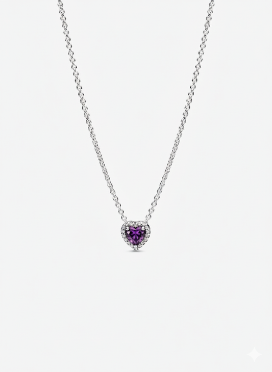 Collar Pandora Corazón Morado