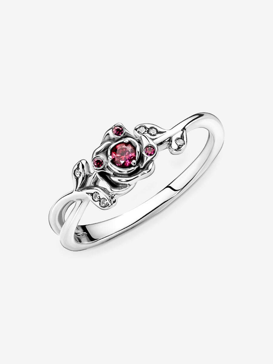 Anillo Rosa de la Bella y la Bestia de Disney Plata de primera ley