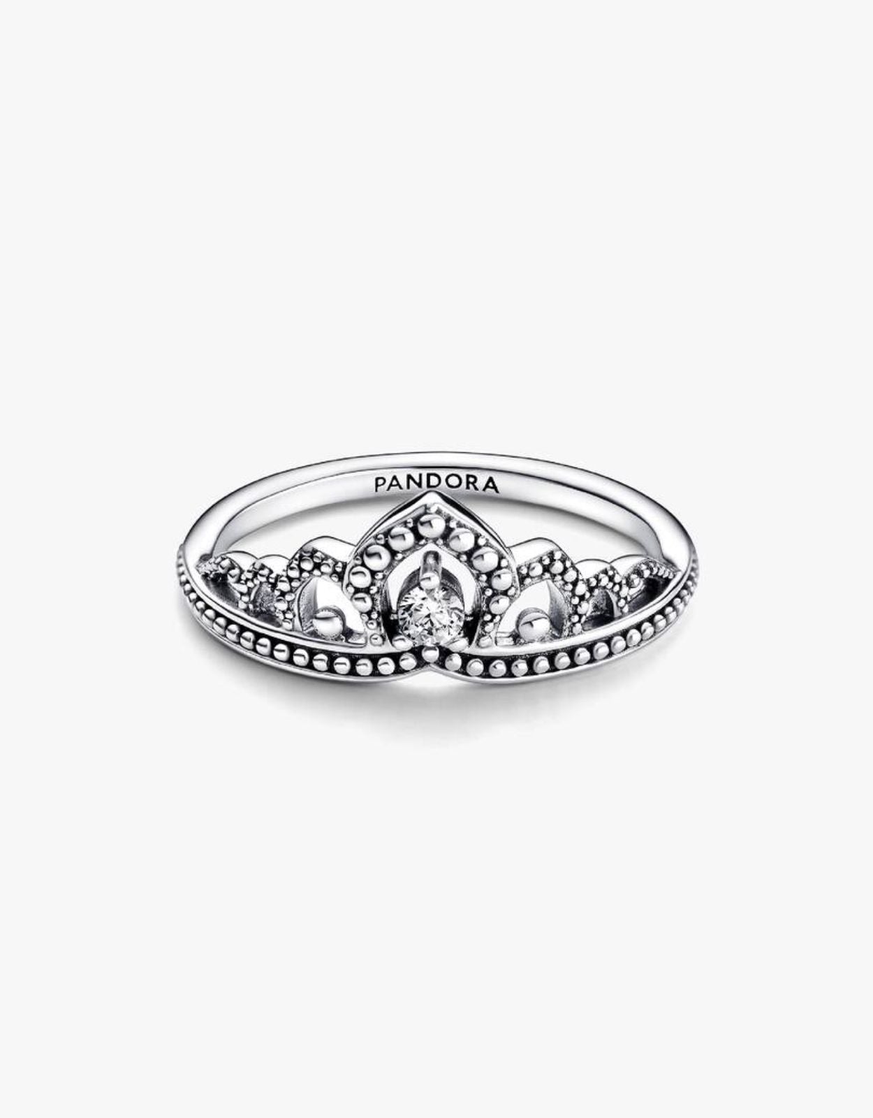 Anillo Pandora de Tiara con Cuentas Reales