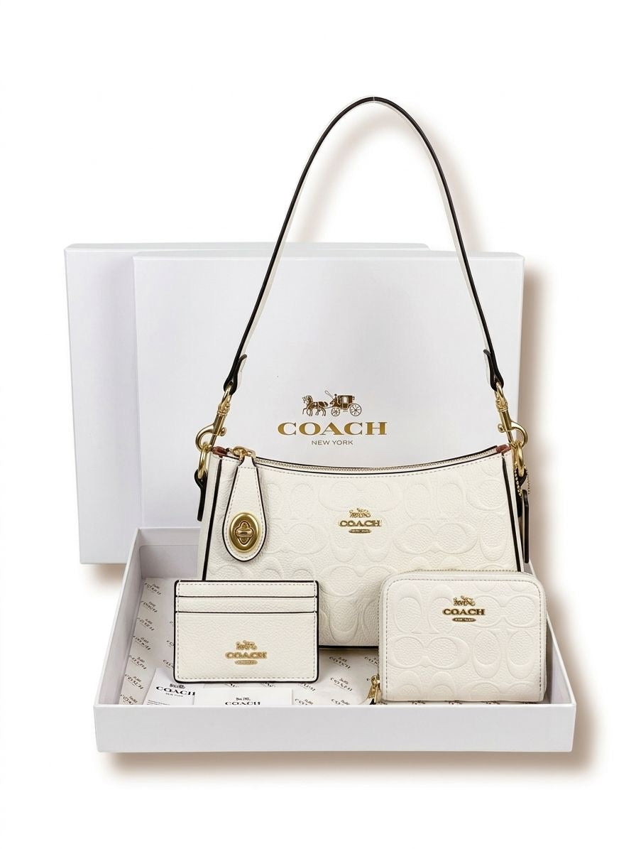 Set De Cartera Coach 3 Piezas en Blanco